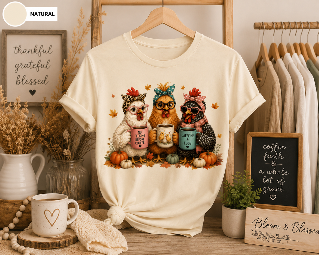Funny Chicken Coffee Farm Girl Tee