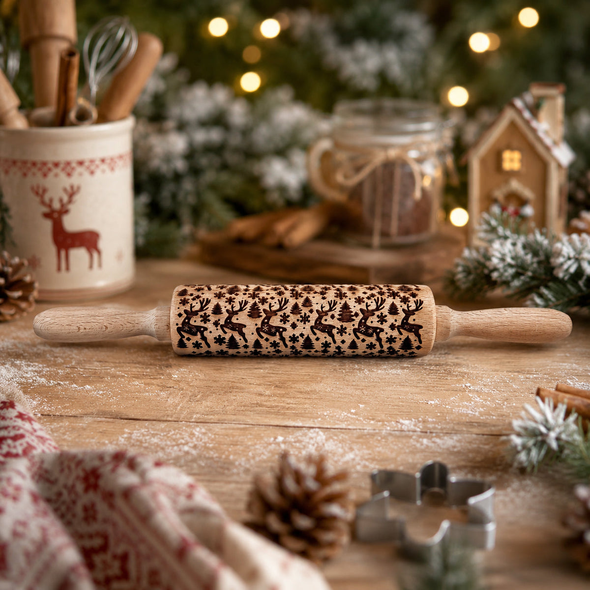 Christmas Engraved Rolling Pin Set