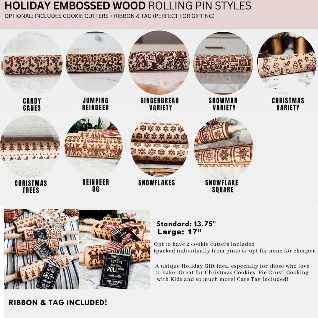 Christmas Engraved Rolling Pin Set