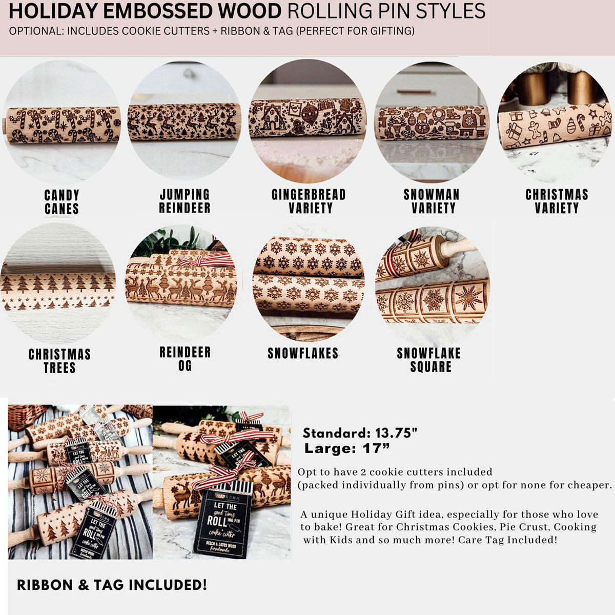 Christmas Engraved Rolling Pin Set