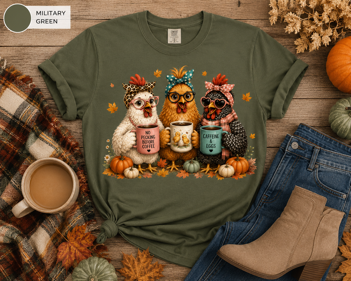 Funny Chicken Coffee Farm Girl Tee