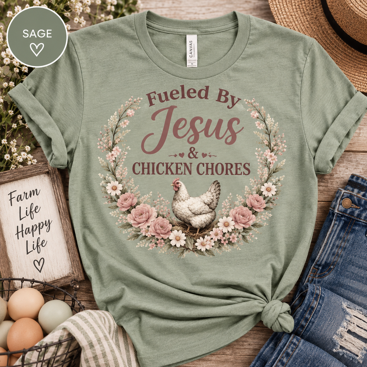 Fueled by Jesus & Chicken Chores Tee