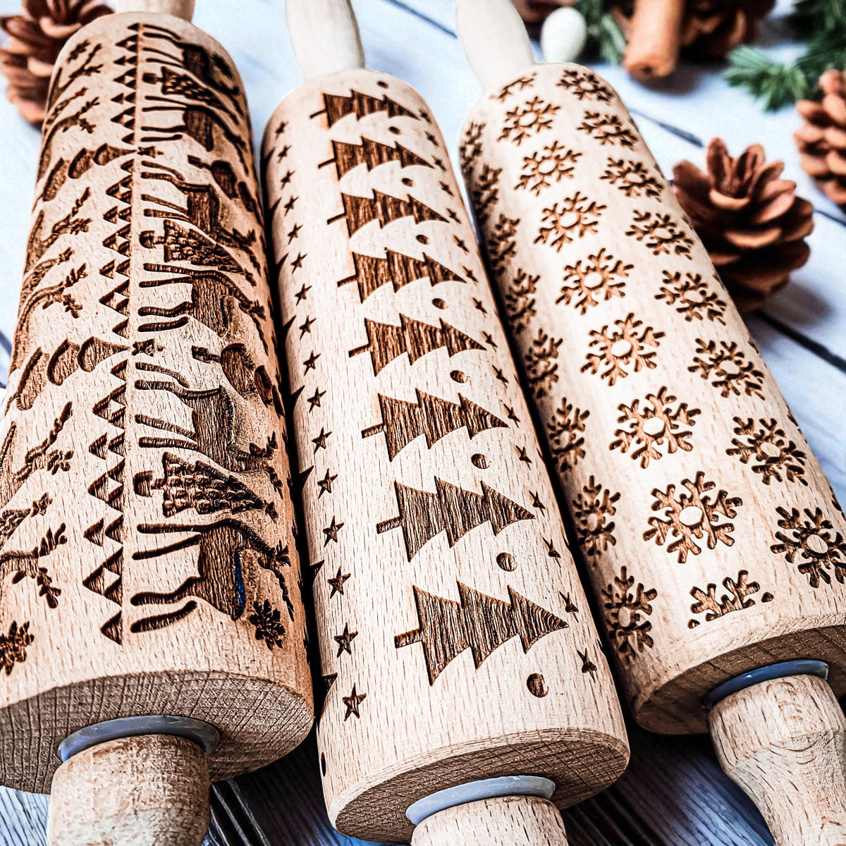 Christmas Engraved Rolling Pin Set