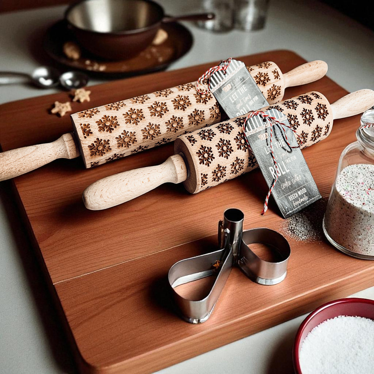 Christmas Engraved Rolling Pin Set