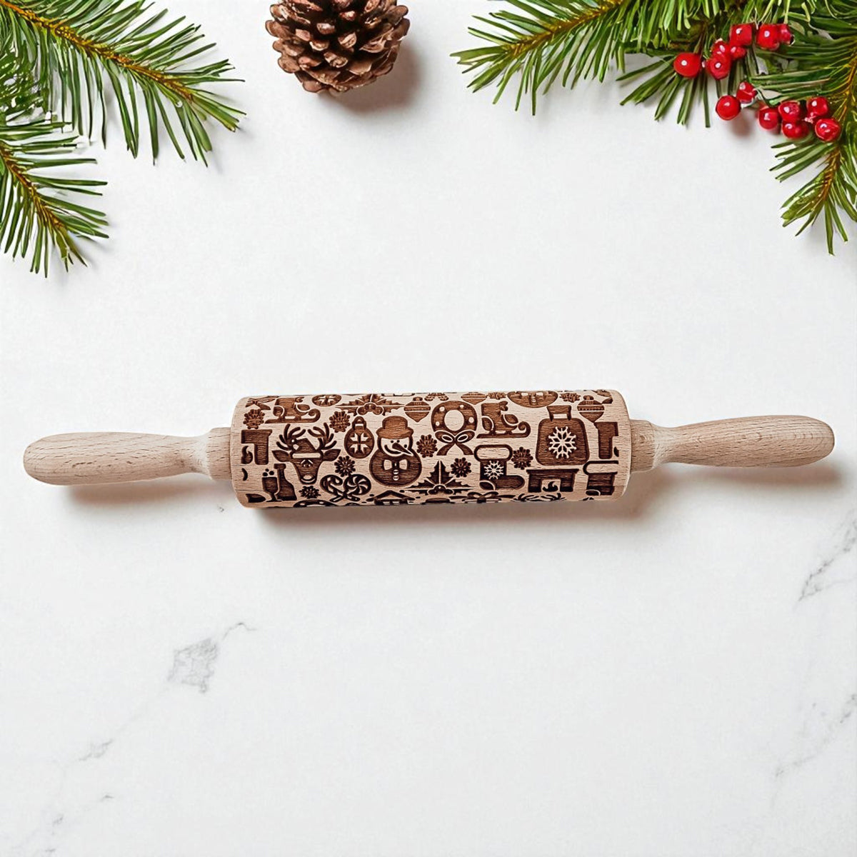 Christmas Engraved Rolling Pin Set