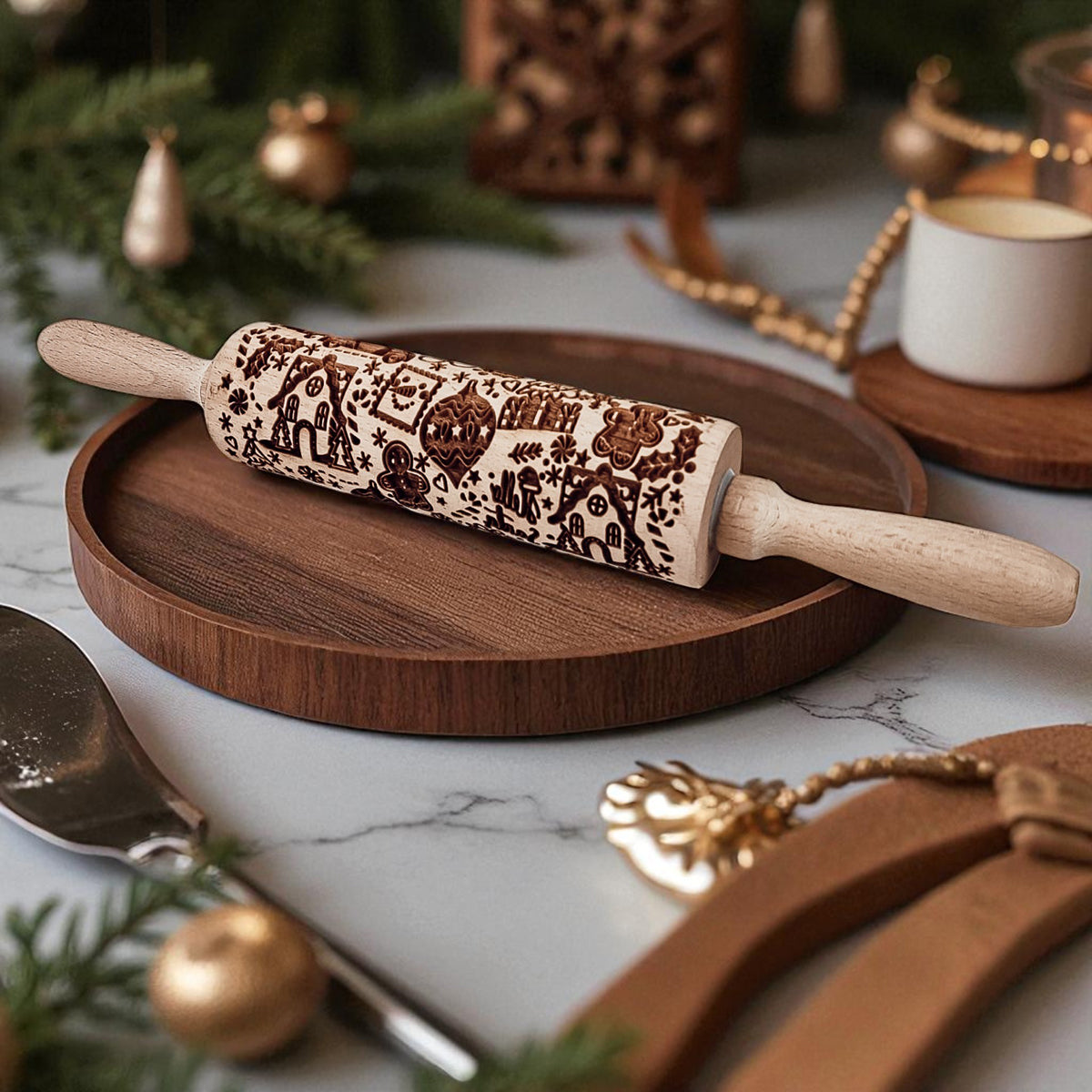 Christmas Engraved Rolling Pin Set