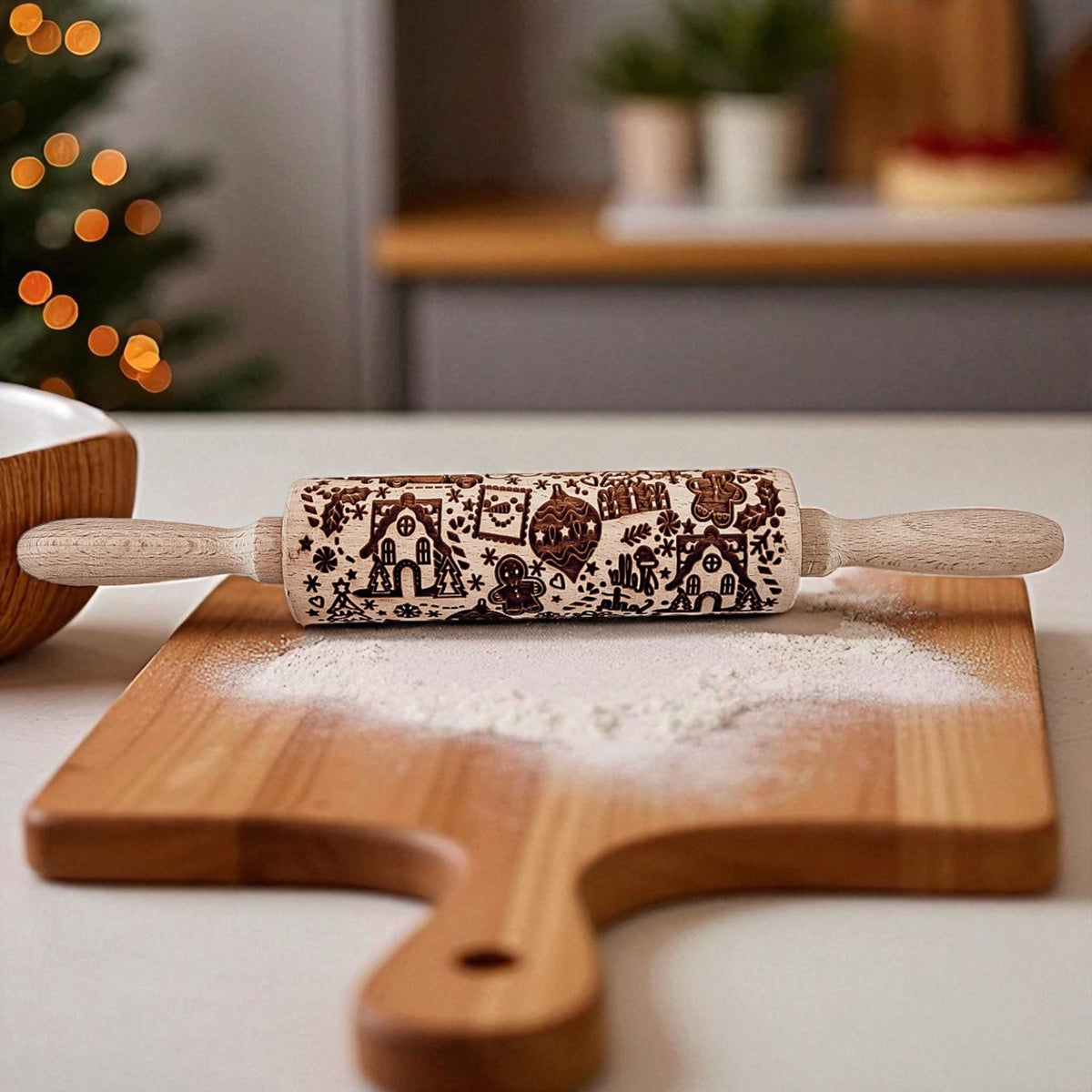Christmas Engraved Rolling Pin Set