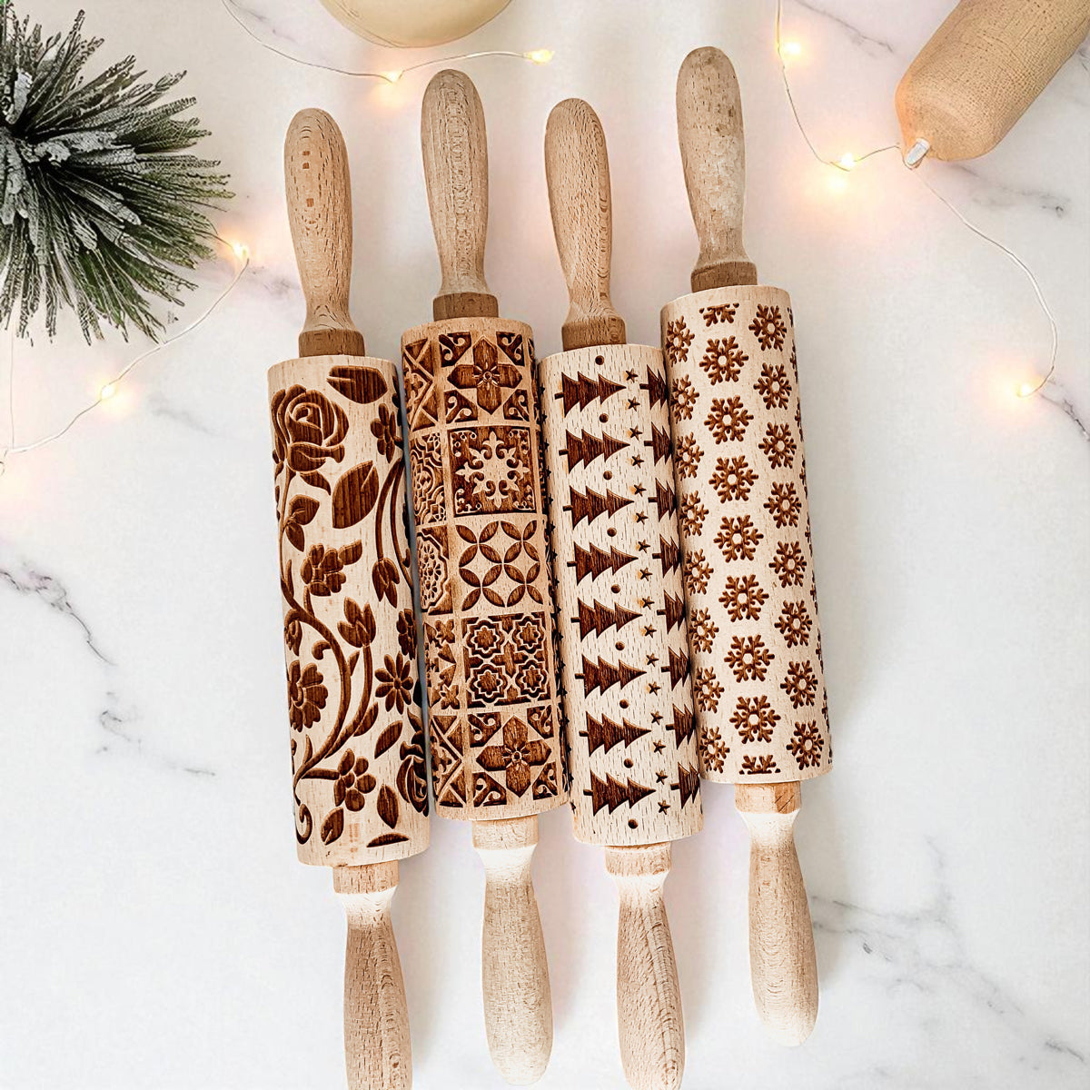 Christmas Engraved Rolling Pin Set