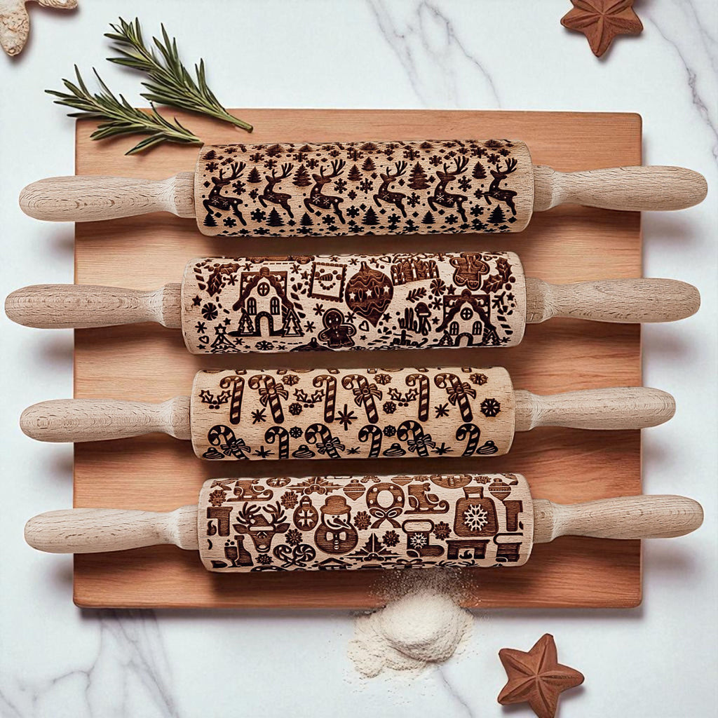Christmas Engraved Rolling Pin Set