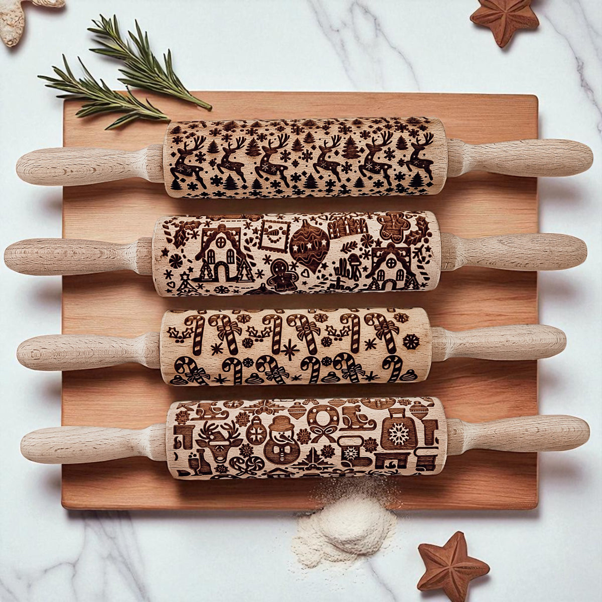 Christmas Engraved Rolling Pin Set